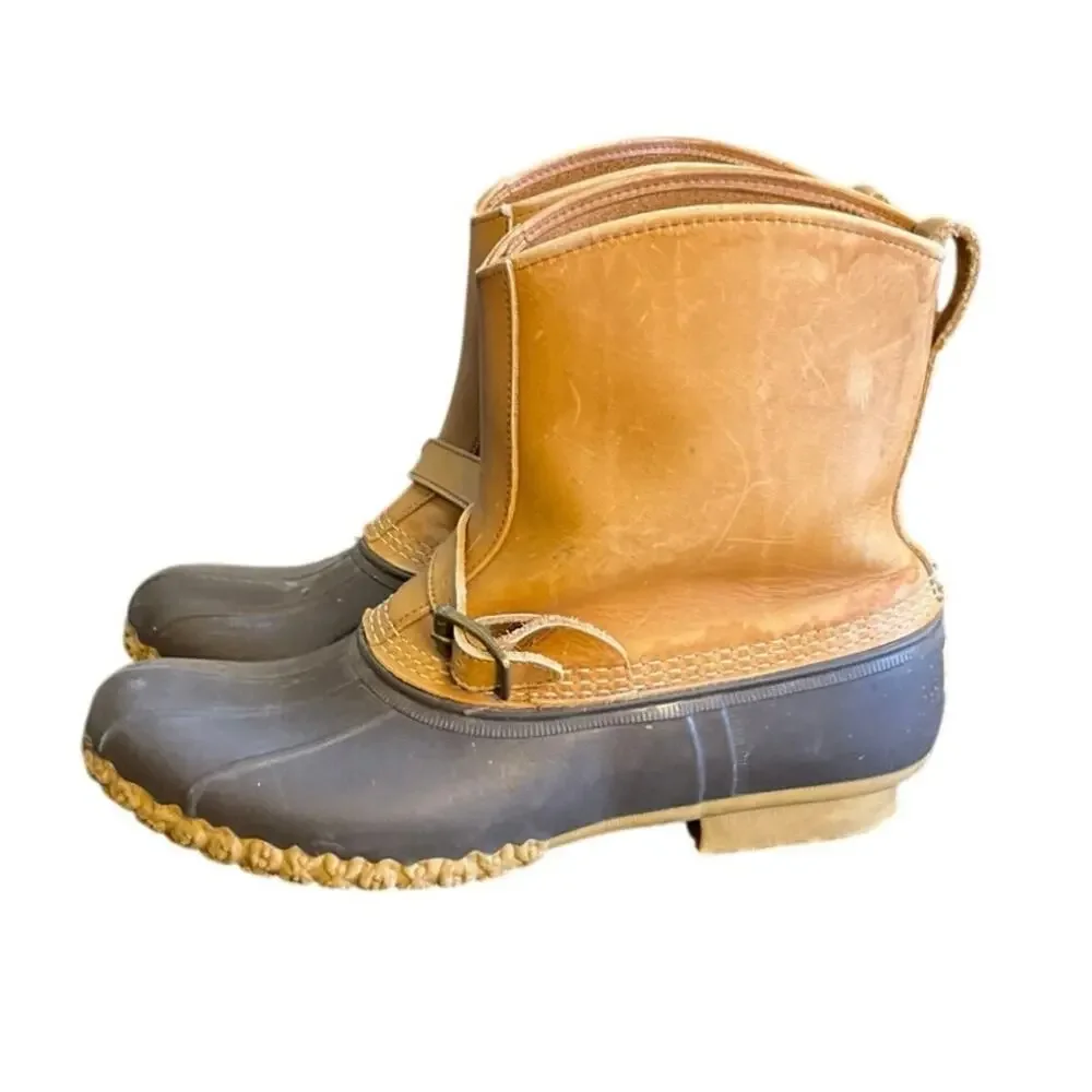 Vintage L.L. Bean Duck Boots Men’s 13M Tan Leather Rubber Hunting Rain Boots